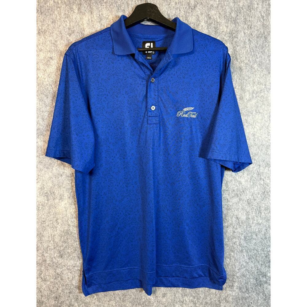 FootJoy Mens Blue Floral Red Tail Stretch Golf Polo - Small